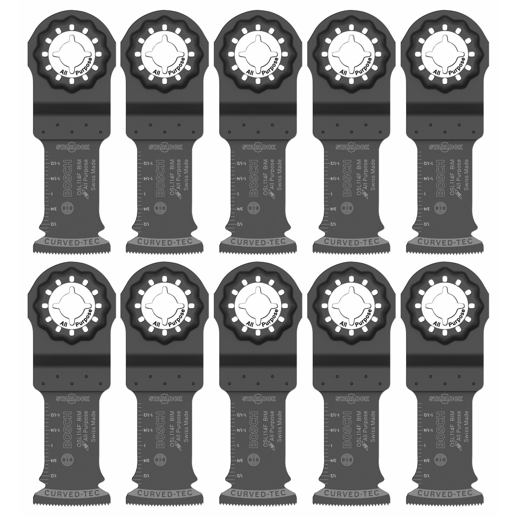Bosch Starlock Oscillating Multi-Tool Bi-Metal Plunge Cut Blade — 1 1/4in., 10 Pk., Model# OSL114F-10